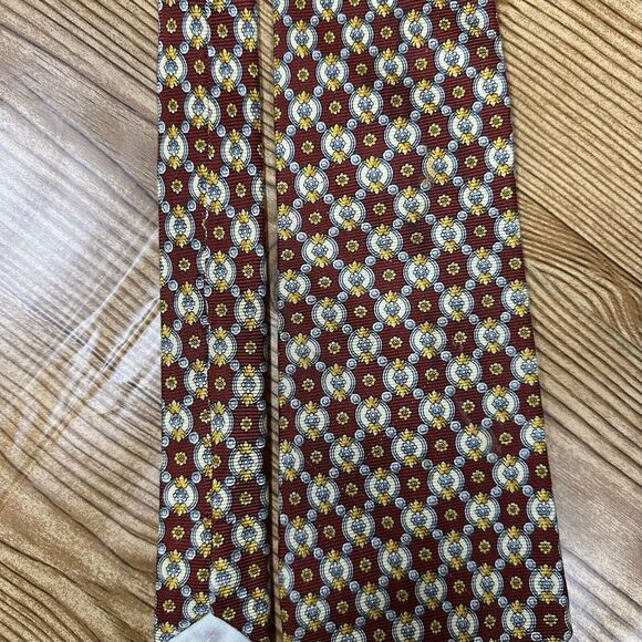 Nina Ricci Men’s Silk Necktie Tie Burgundy‎ Floral Pattern Made In Paris 57”x4” - Picture 4 of 10
